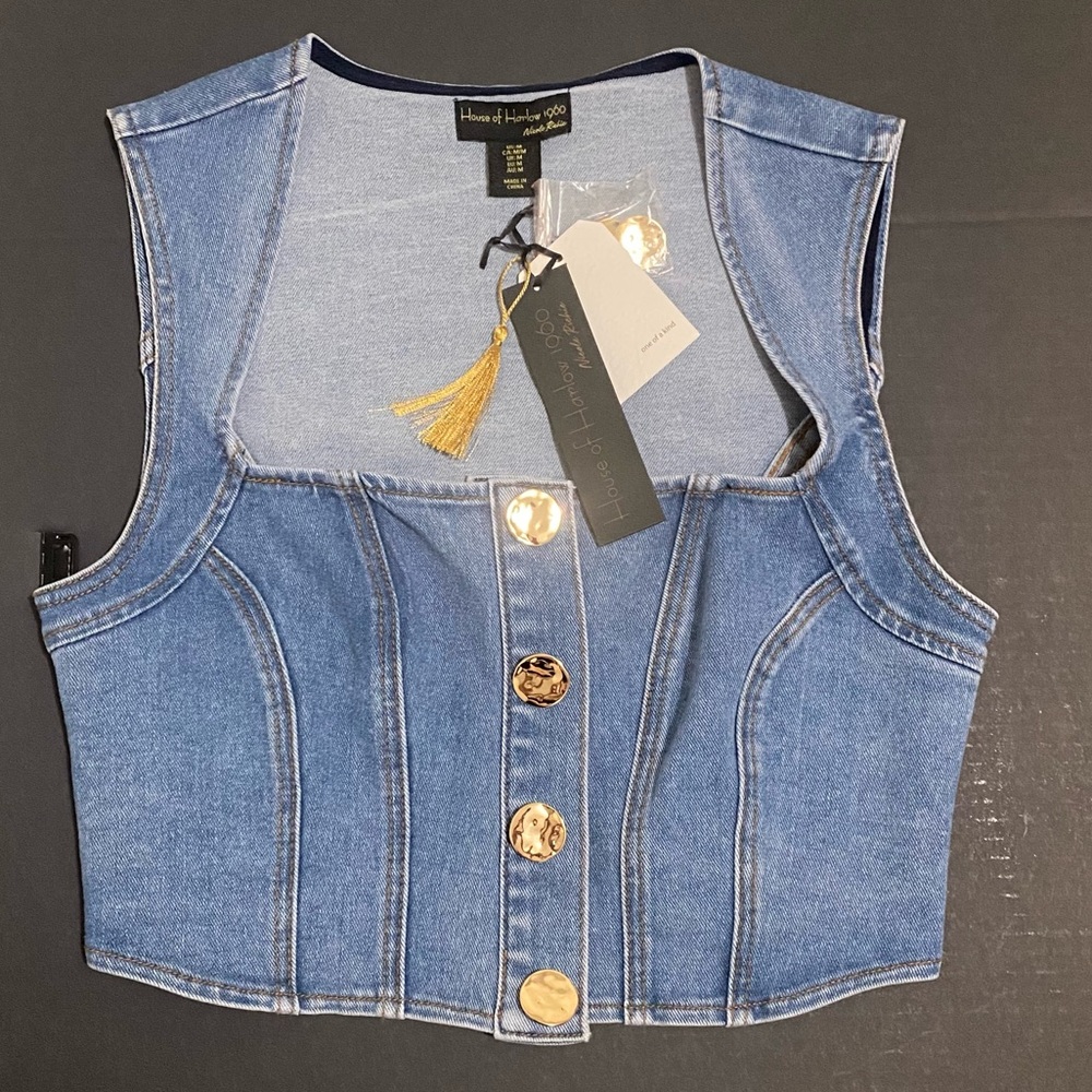 NWT House of Harlow 1960 Denim Corset Size: M - Picture 5 of 9